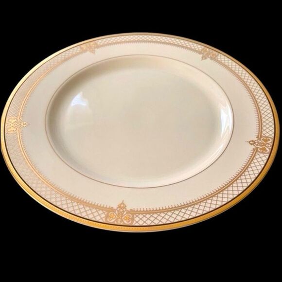 Vintage Mikasa Japan Fine China Regal Court Gold Lattice 12” Round Chop Platter - Picture 5 of 15
